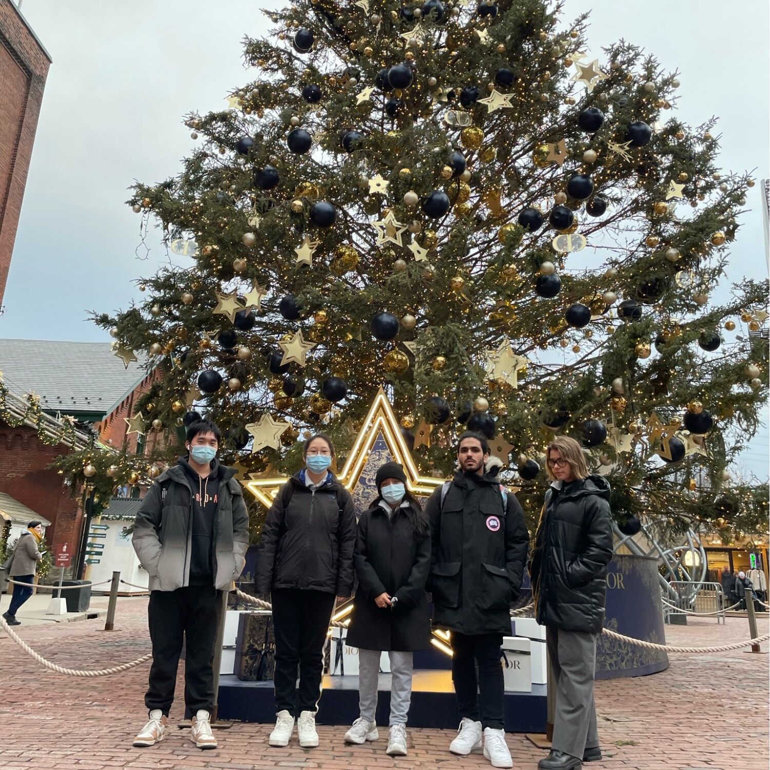 ELI students by distillery district Christmass tree